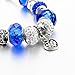 Long Way® Silver Plated Snake Chain Glass Crystal Beads Heart Charm Bracelet for Women (Blue)