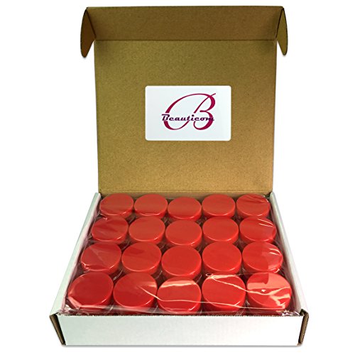 (Quantity: 40 Pieces) Beauticom 10G/10ML Round Clear Jars with RED Lids for Beads, Gems, Glitter, Charms, Small Arts and Crafts Items - BPA Free