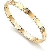 RIMRIVA 18K Gold-plated Bracelets for Women Friendship Love Bangle Bracelets Stainless Steel Bracelet Jewelry Birthday Gifts for Women Stocking Stuffers