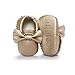 Norbi Baby Infant Toddler Bow Tassels Soft Sole Leather Shoes , 6-12 Months, #G- Gold