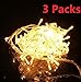 EVERMARKET(TM) 30FT 10M 100 LED Waterproof String Light with 8 Flashing Modes for Christmas Holiday Fairy Wedding Party Indoor Outdoor Decoration Lighting, Warm White - 3 Packs