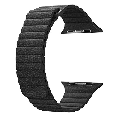 UPC 737356441637, top4cus Apple Watch Band 38mm Leather Loop with Adjustable Magnetic Closure iWatch Band Replacement Bracelet Strap for Apple Watch 38mm Model Series 1 and Series 2 - Black