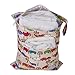 OULII Cartoon Elephant Pattern Washable Reusable Waterproof Zippered Baby Cloth Diaper Nappy Bag Wet Dry Bag Tote with Soft Snap Handle