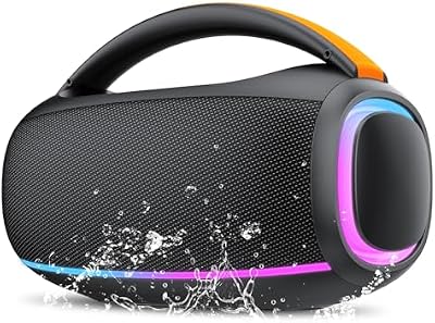 Bluetooth Lautsprecher mit Licht, Musikbox Bluetooth, Dualen Bass-Treibern, IPX7 Waterproof, TWS, AUX, TF, Bluetooth Box Geeignet Outdoor/Party/Baustelle