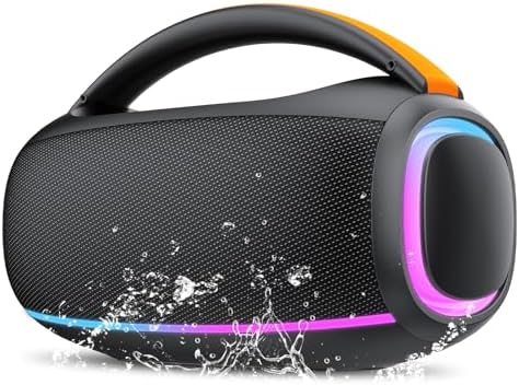 Bluetooth Lautsprecher mit Licht, Musikbox Bluetooth, Dualen Bass-Treibern, IPX7 Waterproof, TWS, AUX, TF, Bluetooth Box Geeignet Outdoor/Party/Baustelle — Foto 1 von 6