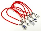 5 Mixed KABBALAH RED STRING BRACELETS Evil Eye Protection With Hamsa Hand And Star Charms