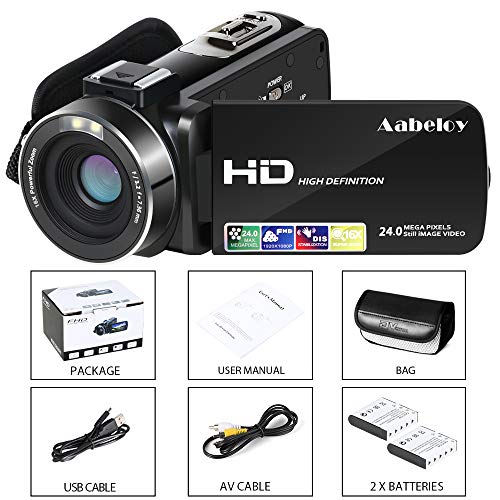 Cmara-de-Video-Aabeloy-Youtube-Vlogging-Camera-HD-1080P-240MP-30-Pulgadas-LCD-270-Dradi-Pantalla-giratoria-16X-Grabadora-de-Zoom-Digital-Videocmara-con-2-bateras