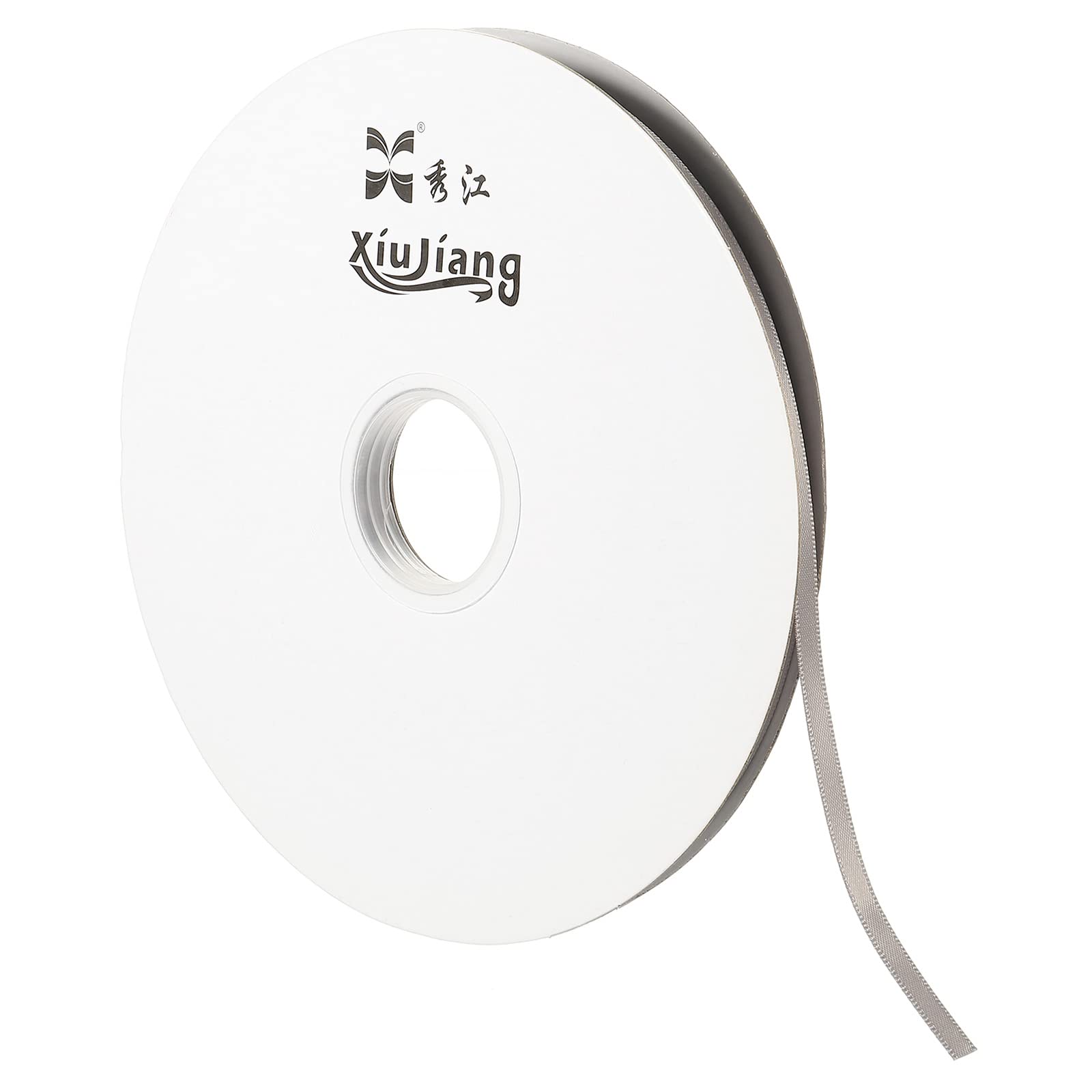 PATIKIL 0.28 Inch Wide 100 Yards Satin Ribbon, Double Face Solid Crafts Roll for Party Home DIY Wrapping Decoration Gray