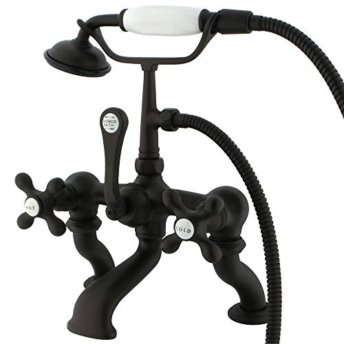 Kingston Brass CC415T5 Vintage Deck Mount 7-Inch Spread Tub Filler with Hand Shower, Oil Rubbed Bronze