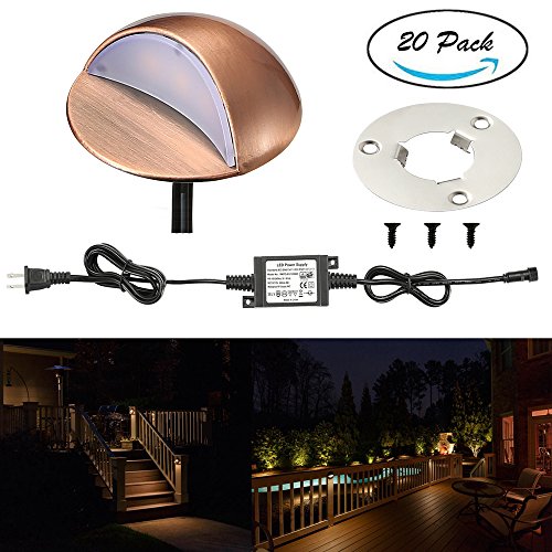 LED Deck Lights Kit, FVTLED Pack of 20 Low Voltage LED Step Stair Lights Î¦1.97 Outdoor Garden Yard Decoration Lamp Recessed Landscape Pathway Step Stair Warm White LED Lighting, Bronze