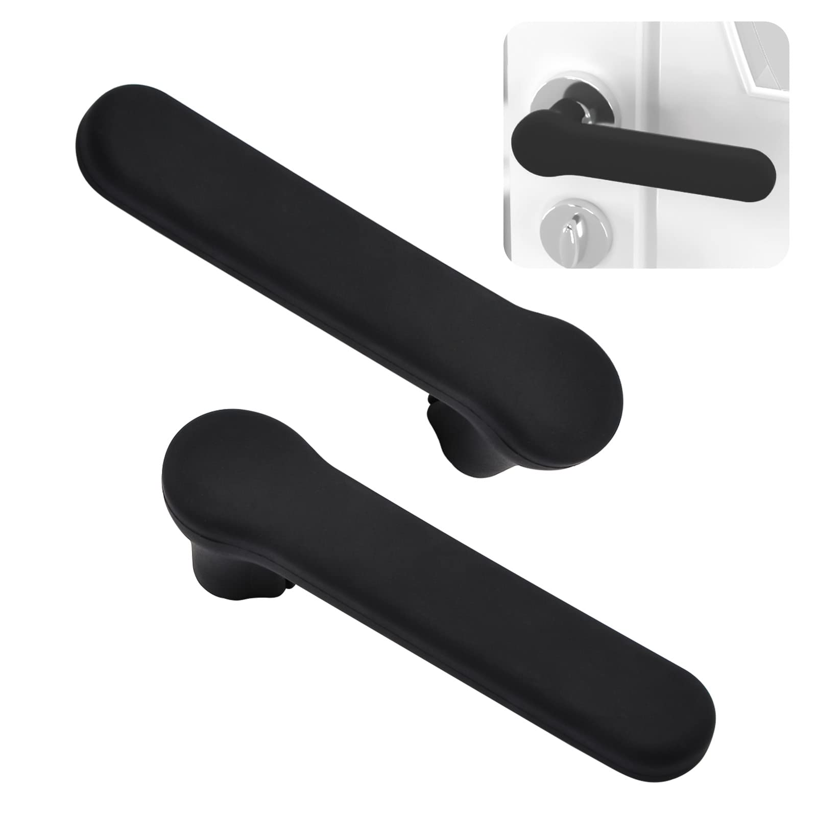 UFURMATE Door Handle Covers, 2Pcs Silicone Door Handle Glove Covers Safety Door Knob Cover Guard Protector Anti-Static Door Knob Protector for Square Privacy Door Levers (Matte Black)