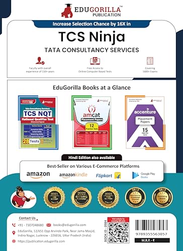 EduGorilla TCS Ninja Preparation Book 2024 - 10 Full Length Mock Tests and 12 Sectional Tests (1100 Solved Objective Questions) with Free Access to Online Tests 1
