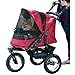 Pet Gear No-Zip Jogger Pet Stroller for Cats/Dogs, Zipperless Entry, Airless Tires, Easy One-Hand Fold, Cup Holder + Storage Basket