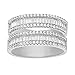 Mia Sarine Cubic Zirconia Round Border and Baguette Center Eternity Band in Rhodium over Sterling Silver Size 7