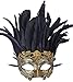 Masquerade Mask for Men Greek Roman Halloween Party Mask with Feathers