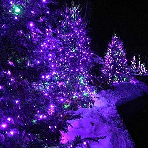 KAQ- 82FT 200LED Extendable Purple Halloween Tree Lights Indoor/Outdoor, Waterproof 8 Modes Green Wire Christmas Lights, Plug in Fairy Starry Tree Lights for Party Garden Decorations (Purple)