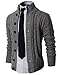 H2H Mens Casual Stand Collar Cable Knitted Button Down Cardigan Sweater