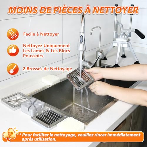 Anatole Professional Vertical French Fries Cutter with 6 mm 9 mm 13 mm Corner Blade Stainless Steel Potato Cutter for Fries Manual Multifunctional for Carrot, Cucumber, Onion, Lemon Fruit