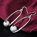 FIFATA 925 Long Sterling Silver Drop Classic Ovals with Frosted Bead Pendant Earrings for Women Girls