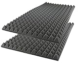 Foamily Acoustic Foam Sound Absorption Pyramid Studio Treatment Wall Panel, 48" X 24" X 2" (2 Pack)