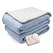 Biddeford Comfort Knit Natural Sherpa Electric Heated Blanket Twin Blue