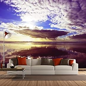 Beautiful Sunset at The Atlantic Ocean - Removable Wall Mural | Self-Adhesive Large Wallpaper - 66x96 inches