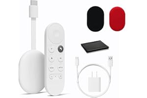 PETORIES TV Chromecast - HD Streaming Device with Voice Control Remote and HDMI Cable - Cast Shows, Music, Images, and Sports from Your Phone to Your TV - with a Cleaning Cloth and Travel Case - White