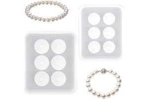 2pcs Silicone Bead Molds for Epoxy Resin Jewelry Making, 2cm & 1.5cm Sphere Ball Resin Casting Molds with Hole DIY Jewelry Be