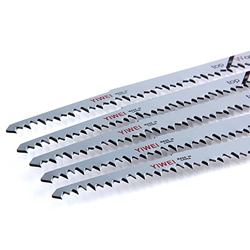 5 Piece Wood Pruning Saw Blades Reciprocating Saw Demolition Sawzall Blades (9-3/5''/240mm 5TPI) HCS Super Speed Carbon Steel Top Material For Cutting Softer Materials Wood Laminated Chipboard Plastic