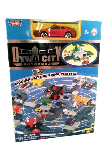 Motor Max Dyna City Modular Building Set Gasoline Station with Car