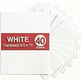 White Cardstock 8.5 x 11, 40 Sheets Card Stock, 75 LB/200 GSM Thick Copy Paper, Cardstock Printer Paper for School & Office S