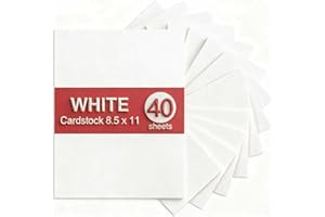 White Cardstock 8.5 x 11, 40 Sheets Card Stock, 75 LB/200 GSM Thick Copy Paper, Cardstock Printer Paper for School & Office S