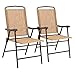 Best Choice Products Set of 2 Weather-Resistant Outdoor Textiline Folding Sling Back Chairs w/Metal Frame, Brown