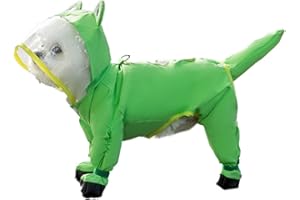 HDKUW Small Dog Raincoat & Rain Shoes Set,Full-Coverage Reflective Dog Jacket with D-Ring,Dogs Raincoat with Rain Boots Set for Puppy Small Dogs Frog 2XL