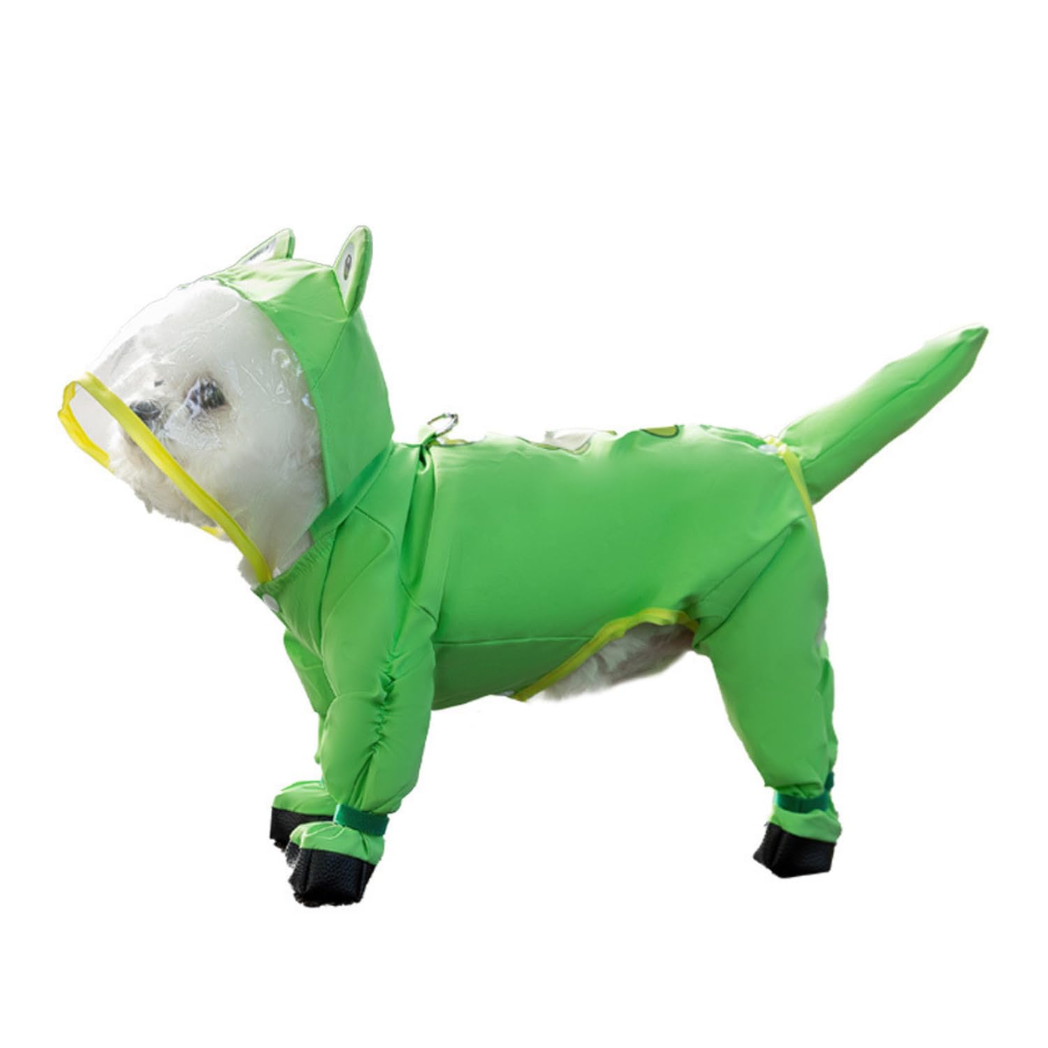 BT Bear Small Dog Raincoat with Rain Shoes Set,Full-Coverage Waterproof with Backbag,Reflective Dog Raincoat Rain Boots for Puppy Small Dogs,XS Green — image 1