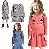 2016 Baby Girls Kids Casual Cat Printed Dresses Children Clothing Princess Dress