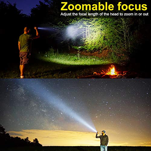 Tesinll LED Flashlight, Rechargeable(18650 Battery Included) Zoomable 1200 Lumens 5 Lighting Modes for Camping, Hiking, Travelling, Night