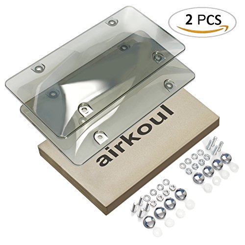 License Plate Cover, Airkoul 2 Pcs Tinted Smoke Unbreakable License Plate Frame With Screw Tinted Plate Shields