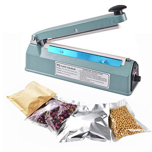 iHotools 8"(200mm) Upgraded Impulse Manual Hand Bag Sealer, Heat Sealing Machine, for Mylar and Cereal Bags Plastics Bags Polythene with Extra Replacement Element Grip Blue