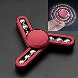Fidget Spinner Metal Beads Spinner Fidget Toys 3D Hand Fidget Spinner Prime Brass Spinner EDC Hand Spinner Stress Relief Toy (Red)