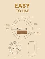 aboveClock Alarm Clock Bedside Analogue Battery Powered Night Light Snooze Wood view 6