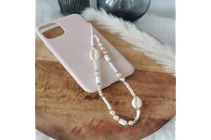 SYSUII Cell Phone Lanyard Strap, Bohemia Beads Love Heart Letters Smartphone Charms Strap Beads Pearl Rope Mobile Phone Chains Phone Case Hanging Cord for Women Grils Summer Fashion Trendy, White