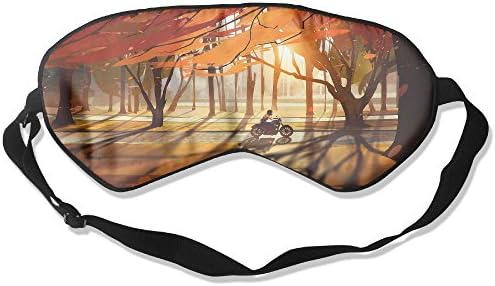 Comfortable Sleep Eyes Masks Autumn Trees Forest Motorcycle Leaves Art Design Sleeping Mask For Travelling, Night Noon Nap, Mediation Or Yoga