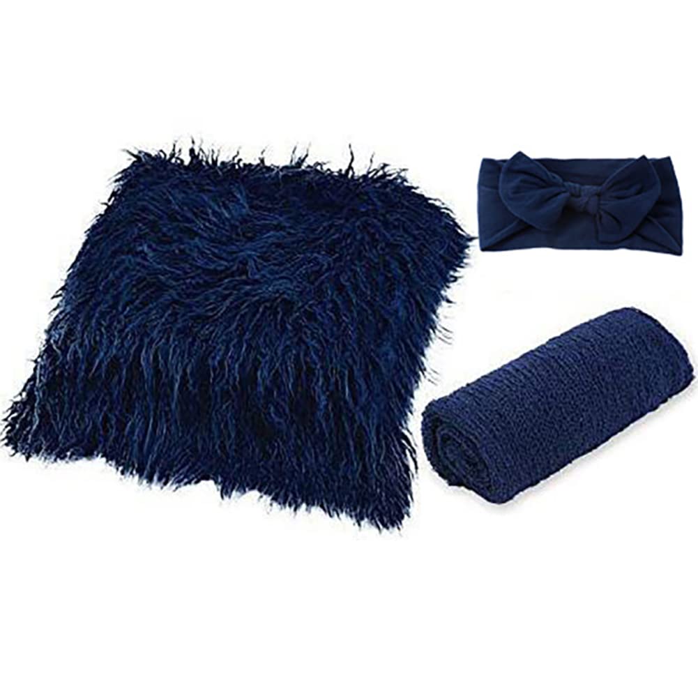 Uposao Newborn Photography Props 3Pcs Baby Photo Props Swaddle Wrap Photography Mat And Headband DIY Newborn Baby Photo Blanket Photography Props For Baby Boys Girls