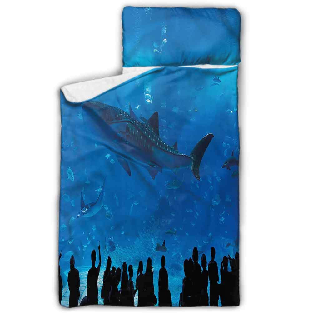 Shark Lightweight and Soft Sleeping Mat Aquarium Park and People Kids Toddler Nap Mat with Pillow 43 x 21 Inch