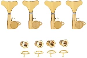 KAISH 4 String 18:1 Sealed Bass Tuners Bass Guitar Tuning Keys Tuning Machine Heads for Ibanez/Yamaha Style Acoustic/Electric Bass Gold