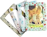 Merkapa Crystal Magnetic Photo Picture Frames and Refrigerator Magnets, Pocket Frame, Holds 4 x 6 Inches Photos, 4 Pack (Classic Color)