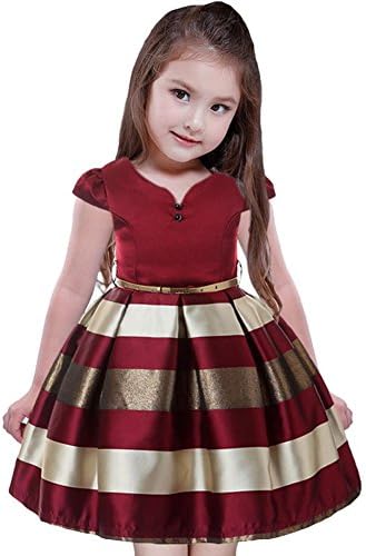 girls stripe dress wedding party children's princess skirt. 100-160