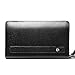 Teemzone Men's Genuine Leather Business Clutch Wrist Bag Handbag Organizer (Black Lines)