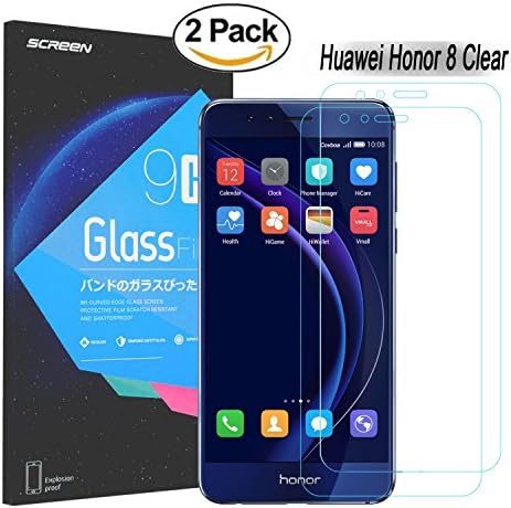 Huawei Honor 8 Screen Protector, Covboa 2 Pack 9H Hardness HD Premium Tempered Glass Screen Protector for Huawei Honor 8
